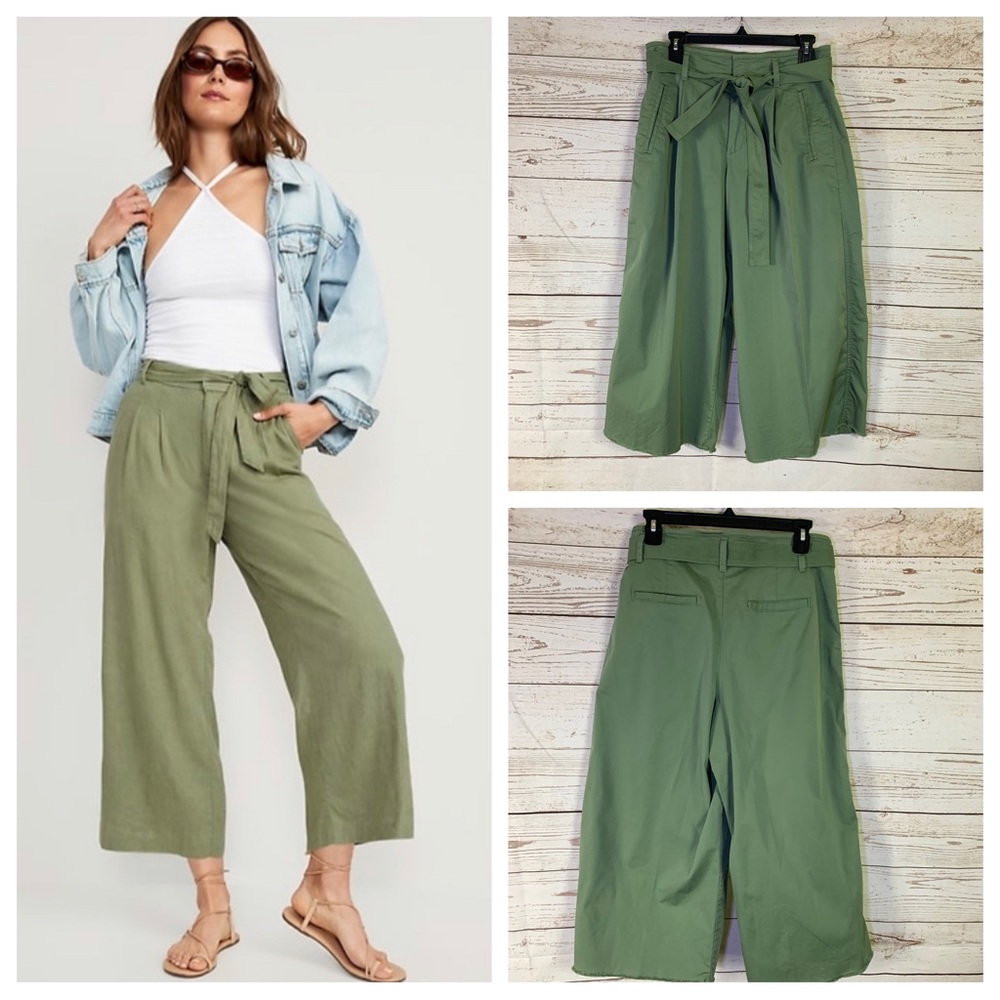 Gap High Rise Wide Leg Crop Belt Tie sz 8